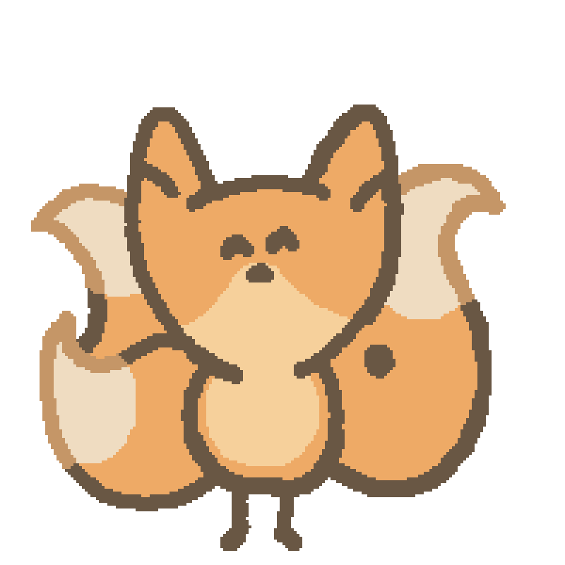 a three tailed fox waving at you
