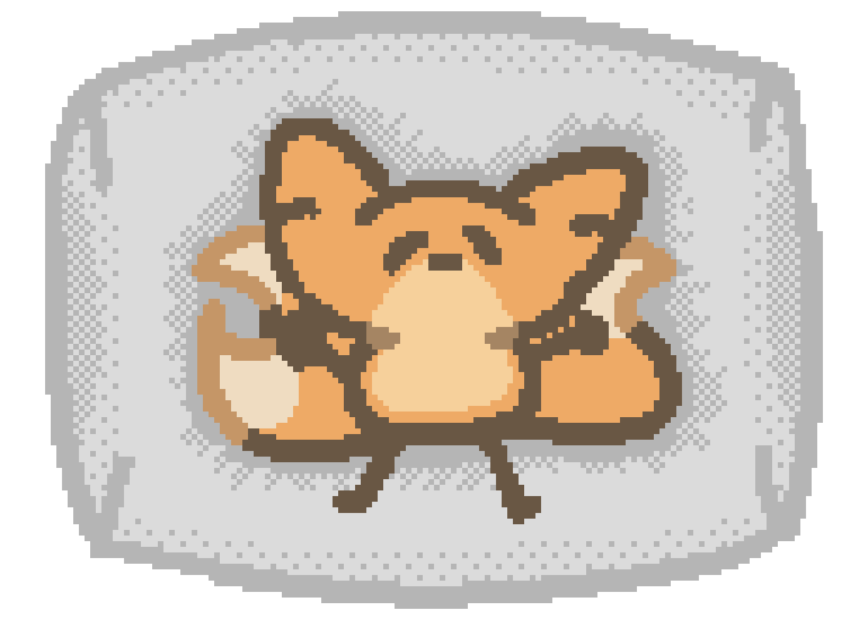 beefox laying sleepily on a pillow larger then star is