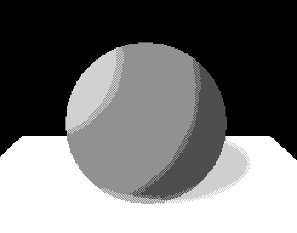 a sphere on a white platform in a black void, lighting coming from the upper left