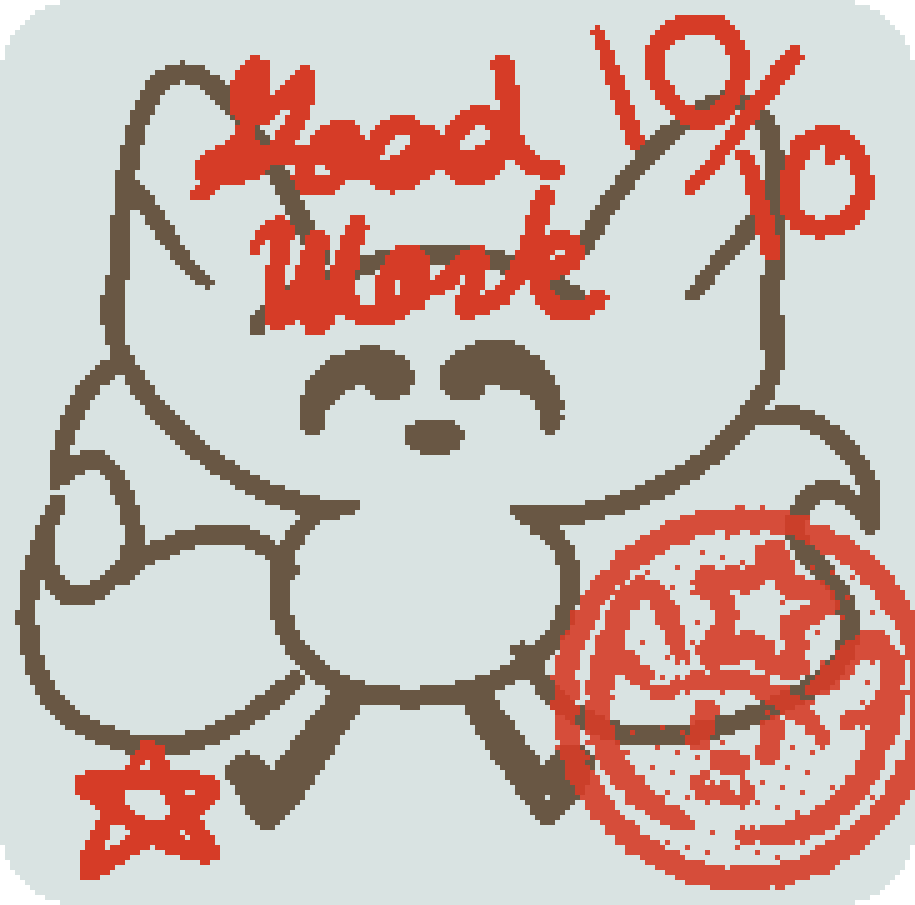 a drawing of bee with, all red ink, "good work" written in cursave, 10 out of 10 marks, a star in a corner, and a stamp of bee with a star above them in the other