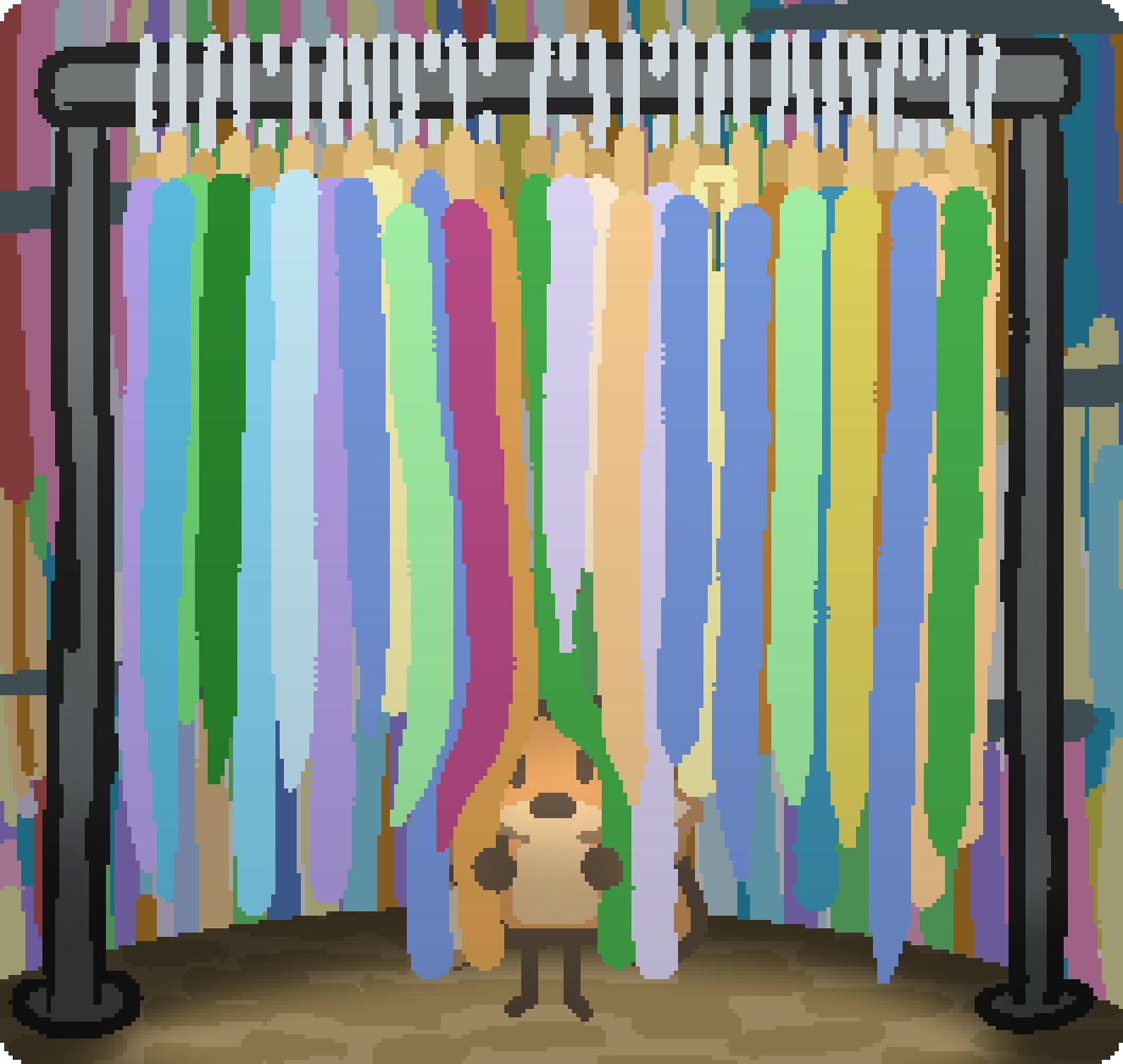 bee emerging from a clothing rack