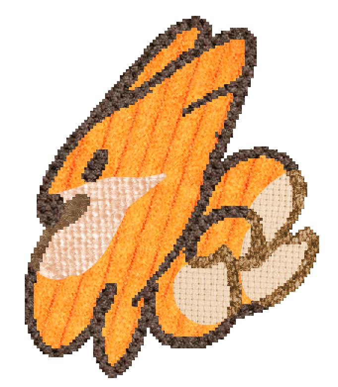 bee, rounded and abstract, made of fabrics
