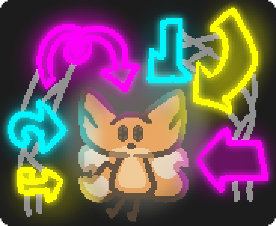 bee being pointed to with several neon arrows