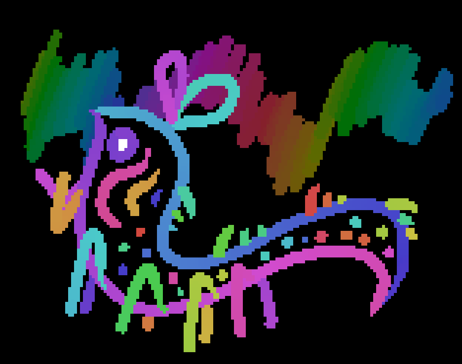 a rainbowy creature with spines, dots, 5 pairs of legs, and two leaf like antenna