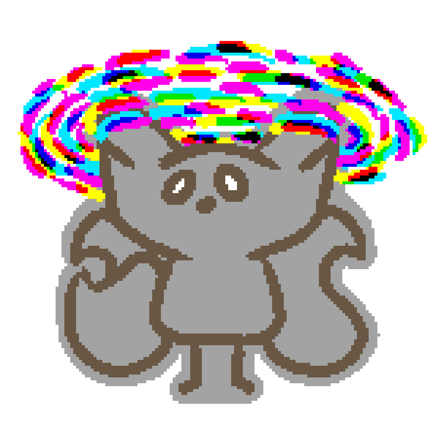 bee standing a bit lopheaded with blank eyes as many glowing embers of light spin around star head