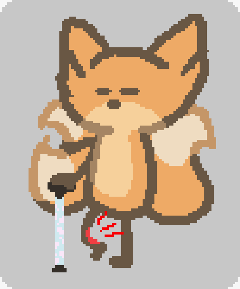 bee standing using star cane, lifting one leg of which the thigh is inflamed and red. star is displeased