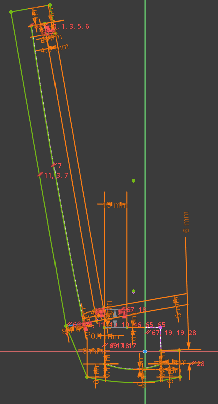 CAD sketch with mesurements